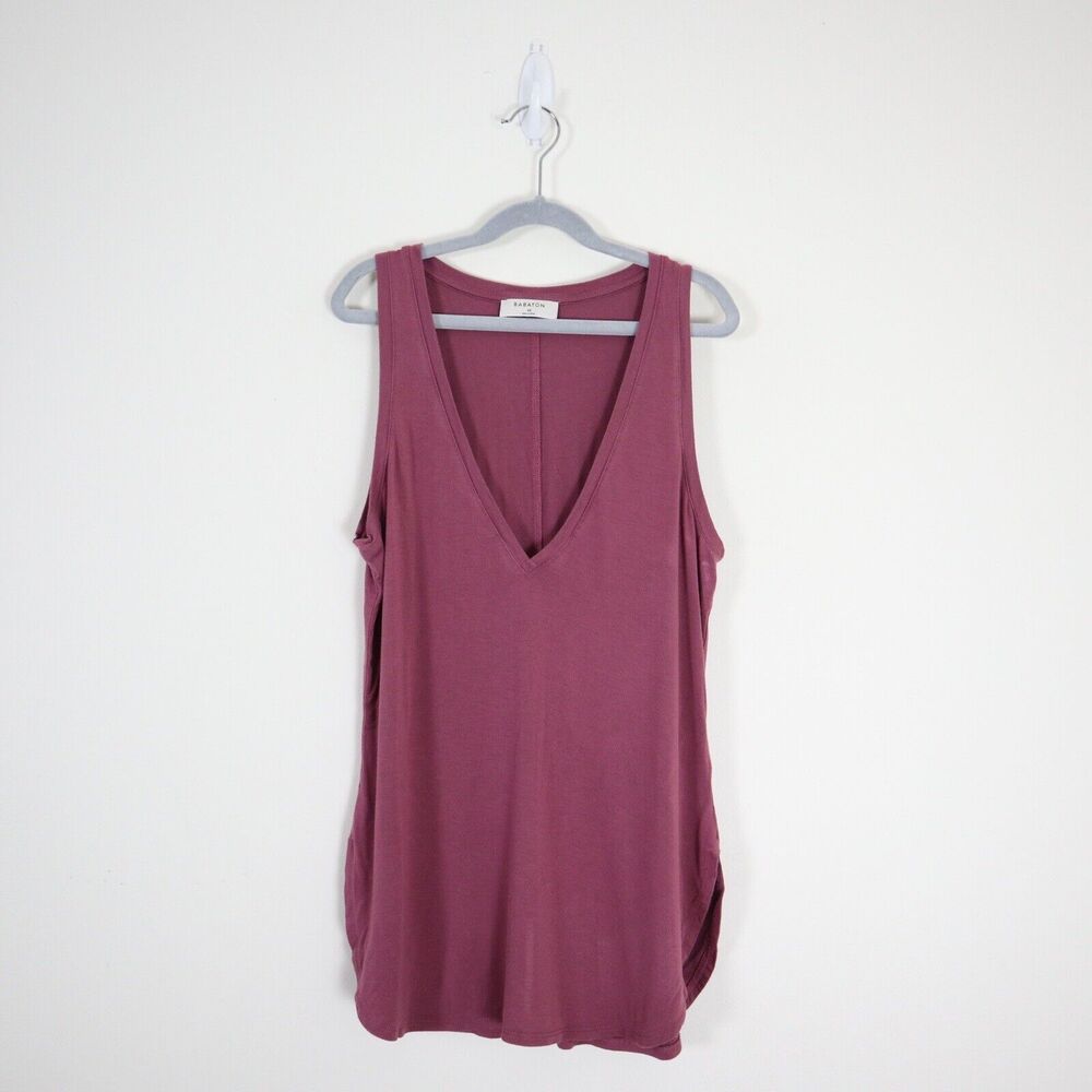 Aritzia Babaton Size XS Zayn Tank Top Jersey V-Neck Plum Purple - Picture 2 of 9
